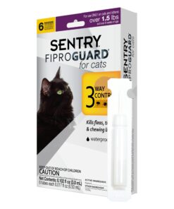 SENTRY Fiproguard for Cats, Flea and Tick Prevention for Cats (1.5 Pounds and Over), Includes 6 Month Supply of Topical Flea Treatments 25 71g6bMuFiGL