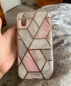i-Blason Cosmo Full-Body Bumper Case with Built-in Screen Protector for iPhone XR 2018 Release, Pink Marble, 6.1" 45 71g6e7zHTxL