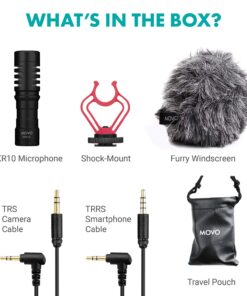 Alternative view of Movo VXR10 Universal Shotgun Mic for Camera - Camera Microphone for DSLR, iPhone and Android Smartphones - Compatible with Canon EOS, Nikon, and Sony Cameras - with Shock Mount, Deadcat Windscreen
