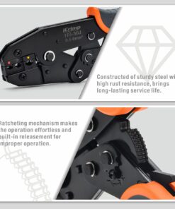 iCrimp Ratchet Wire Crimping Tool Set w/ 5 Interchangeable Jaws for Insulated and Non-Insulated Terminals AWG20-2, Wire Stripper included 19 71g7iky050L