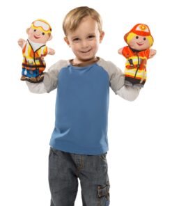 Melissa & Doug Jolly Helpers Hand Puppets (Set of 4) - Construction Worker, Doctor, Police Officer, and Firefighter - Role Play Hand Puppets, Soft Hand Puppets For Toddlers Ages 2+ Standard Packaging 15 71g8n7SdtL