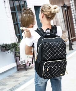 Bamomby Diaper Bag, Diaper Bag Backpack for Baby Boys Girls, Multifunction Large Rucksack Diaper Bags with Changing Pads, Waterproof Travel Back Pack Knapsack for Dad & Mom -Stylish Black 55 71g9AwrfLRL