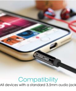 FosPower Audio Cable (25 FT), Stereo Audio 3.5mm Auxiliary Short Cord Male to Male Aux Cable for Car, Apple iPhone, iPod, iPad, Samsung Galaxy, HTC, LG, Google Pixel, Tablet & More 25 Feet 14 71g9KUAjCKL