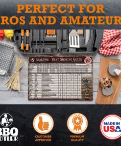 Bear Paws Meat Smoking Guide Magnet - Smoker Accessories - Grilling/BBQ Quick Reference Smoking Chart - Wood Chips - Wood Pellets - Time and Temperature Wood Grain 14 71gAlWUZp4L