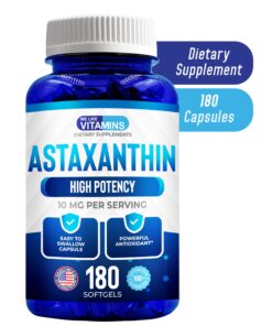 WeLikeVitamins Astaxanthin 10mg Softgel - Highly Potent Organic Astaxanthin Supplements From Haematococcus Pluvialis - Improves Eye, Joint, Skin Health & Energy Levels - 180 Servings, 6 Month Supply 14 71gAneR aXL