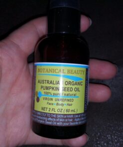 Botanical Beauty ORGANIC PUMPKIN SEED OIL Australian. 100% Pure Natural Unrefined Cold Pressed Carrier Oil. 2 Fl.oz.- 60 ml. For Skin, Hair, Lip, Nails. Richest Sources of Vitamins A, C, E, K 23 71gAopqrEIL