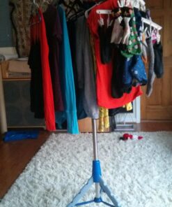 Household Essentials 5009-1 Collapsible Portable Indoor Tripod Clothes Drying Rack for Hanging Laundry | Silver and Blue Medium 52 71gAuuQIhNL