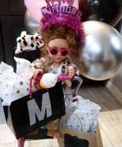 Precious Toys Shopping Cart with Food, Play Grocery Cart with 23 Pieces, Fits 18 inch Baby Dolls, Smooth Rolling Wheels, Folds for Easy Storage, Gift for Kids Ages 2+,Pink & Black 33 71gBS9LzNGL