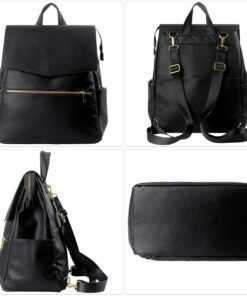 KZNI Leather Diaper Bag Backpack, Diaper Backpack Nappy Baby Bags for Mom Unisex Maternity Diaper Bag with Stroller Hanger Black 27 71gBWWcNpGL