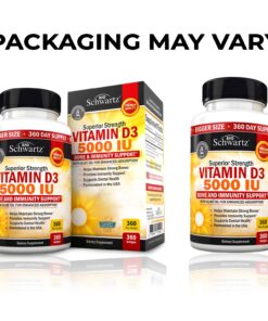 Alternative view of Vitamin D3 5000 IU (125 mcg) Natural Immune Support Supplement, Bone Strength, Healthy Muscle Function, with Olive Oil for Highest Absorption, Gluten Free & Non-GMO, 1 Year Supply, 360 Softgels