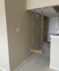 Pellor Wood Tree Swing Seat,Indoor Outdoor Rope Wooden Swing Set for Children Adult Kids 17.7x7.9x0.6 inch Burlywood 35 71gC3exUW2L