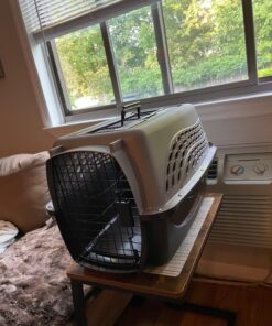 Petmate Two-Door Small Dog Kennel & Cat Kennel (Top Loading or Front Loading Pet Carrier, Made with Recycled Materials, 24 inches in Length) For Pets up to 15 Pounds, Made in USA 24.0"L x 14.5"W x 17.0"H TAN 50 71gCHtV56eL 1