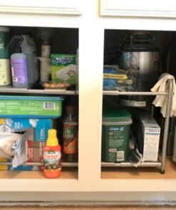 Simple Houseware Under Sink 2 Tier Expandable Heavy Duty Metal Shelf Organizer Rack, Silver (Expand from 15 to 25 inches) Expandable Shelf 39 71gCr2e7 qL