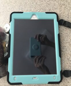 SEYMAC Stock iPad 6th/5th Generation Case with Screen Protector, 360 Rotating Stand, Drop-Proof Protection, Compatible with iPad 6th/5th/Air 2/Pro 9.7 in SkyBlue+Black 45 71gDA9B2g0L