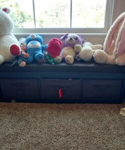 Badger Basket Kid's Padded Toy Storage Bench with Cushion and Three Fabirc Bins - Espresso Espresso/Espresso 33 71gDpdBpwaL