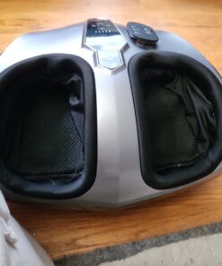 MIKO Foot Massager Machine with Deep-Kneading, Compression, Shiatsu, and Heat for Plantar Fasciitis, Neuropathy, Fits up to Men Size 13 Grey With Button 51 71gDt68dsL