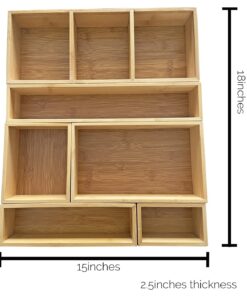 Bamboo Junk Drawer Organizer and 6 Storage Box Dividers Set,8 Compartment Organization Tray Holder for Craft,Sewing,Office,Bathroom.Kitchen … L1(15*18") 29 71gES fYkWL
