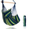 Hammock Sky Large Brazilian Hammock Chair Cotton Weave - Extra Long Bed - Hanging Chair for Yard, Bedroom, Porch, Indoor/Outdoor (Blue & Green) Blue & Green (Not Include Hanging Kit) 7 71gFD0mYgL 4