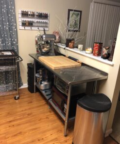 GRIDMANN Stainless Steel Kitchen Prep Table 60 x 24 Inches with Backsplash & Under Shelf, NSF Commercial Work Table for Restaurant and Home 60 in Long x 24 in Deep 32 71gFQCL5XHL