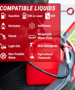 TERA PUMP TREP01-T Multipurpose Battery Powered Fuel Pump with Quick Stop Nozzle for Diesel, DEF, E85, Kerosene - Gas Liquid Transfer Pump with Telescopic Suction (2.4 GPM, 360 Swivel Nozzle) 2D Battery Telescopic - 2.4 GPM 18 71gGl1jyBkL
