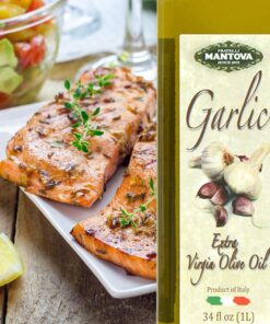 Mantova Garlic Extra Virgin Olive Oil (EVOO), Cold-Pressed, Imported from Italy. Topping for salad, vegetables, pasta salad. Perfect for dipping Italian bread or pan frying. (2-Pack) 34 Fl Oz (Pack of 2) 12 71gH89cfTDL