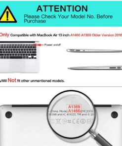 Alternative view of MOSISO Compatible with MacBook Air 13 inch Case (Models: A1369 & A1466, Older Version 2010-2017 Release), Plastic Pattern Hard Shell Case & Keyboard Cover & Screen Protector, White Marble