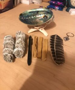 Smudge Kit - White Sage, Palo Santo, Abalone Shell, Smudging Feather for Healing, Purifying, Meditating & Incense (Essentials Plus) 27 71gIjyFMPXL