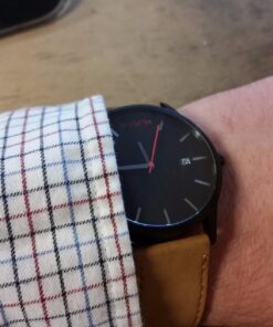 MVMT Classic Men's 45 MM Analog Black Tan Watch with Leather Strap 23 71gKACxoyLL