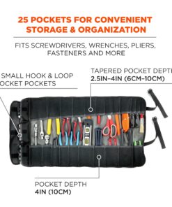 Arsenal 5870 Tool Roll-Up Pouch, 25-Pockets, Polyester, Gray 10 71gKtJ8AfzL