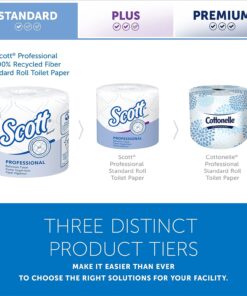 Scott® Professional 100% Recycled Fiber Standard Roll Toilet Paper (13217), with Elevated Design, 2-Ply, White, Individually wrapped rolls, 473 Count (Pack of 80), Total 37,840 Sheets 37 71gLey 24UL