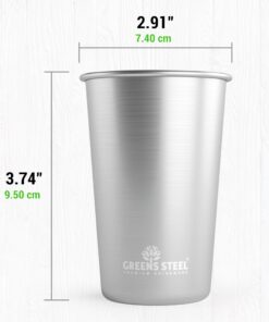 Stainless Steel Cups 10 oz Tumbler (4 Pack) - Premium Metal Drinking Glasses | Stackable Durable Cup (10 oz) 10 oz - Steel 33 71gLoXVWhvL