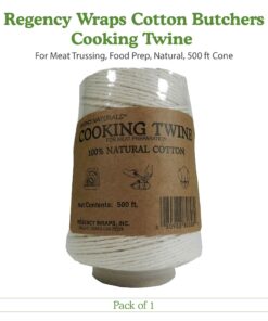 Regency Wraps Butchers Cooking Twine, Made of Heavy-Weight Natural Cotton, Perfect for Meat Trussing and Food Prep, 500 ft Cone, Pack of 1 500 ft Cone (Pack of 1) 27 71gM72nsUTL