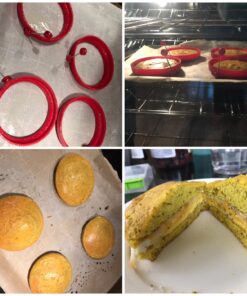 PROFESSIONAL Silicone Egg Ring, Pancake mold Best egg mold for breakfast sandwiches, Omelets and More, Nonstick Mold Ring, Round Red (Pack of 4) and free e-book by ABAM 40 71gMoLVgSdL