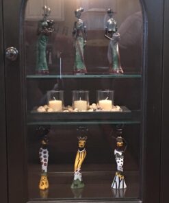 Gedengni 𝑩𝒍𝒂𝒄𝒌 𝑭𝒊𝒈𝒖𝒓𝒊𝒏𝒆𝒔 𝑨𝒇𝒓𝒊𝒄𝒂𝒏 𝑨𝒓𝒕 𝑫𝒆𝒄𝒐𝒓, African Figure Sculpture Tribal Lady Figurine Statue Decor Collectible Art Piece, 7.5-Inch, Pack of 3 Yellow Statu -3pc 35 71gP3vgspbL