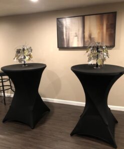 Tina's 32x43 Inch Highboy Spandex Cocktail Table Covers Black, Cocktail Table Spandex Covers, Fitted Stretch Cocktail Table Tablecloth for Round Tables 1 24 71gPDM7TcxL