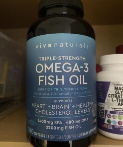 Triple Strength Omega 3 Fish Oil Supplement - 2200mg per Serving, Fatty Acid Supplements with EPA DHA & Omega3 - Re-Esterified Triglyceride for Increased Absorption - 180 Count 180 Count (Pack of 1) 74 71gPJ9ZMNHL 1