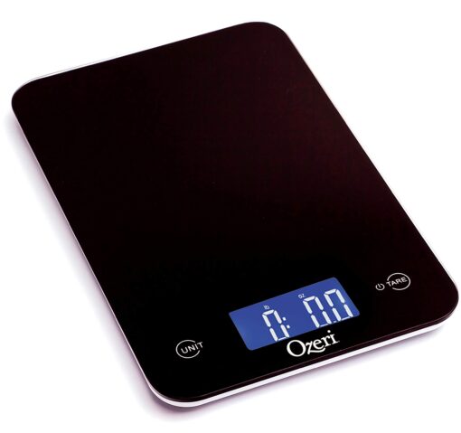 Ozeri Touch Professional Digital Kitchen Scale (12 lbs Edition), Tempered Glass in Elegant Black Stylish Black