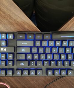 Rii RK100 3 Colors LED Backlit Mechanical Feeling USB Wired Multimedia Gaming Keyboard, Office Keyboard for Working or Primer Gaming,Office Device 48 71gR1GVRinL