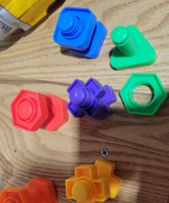 Skoolzy Nuts and Bolts 12 Piece Toy Building Block Set Sensory Occupational Therapy STEM for 18+ Months Toddler Toys & Kids, Includes eBook Travel 12 Piece 35 71gRQPnc4IL 1