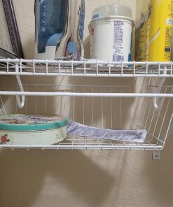 ClosetMaid Wire Hanging Shelf Basket for Storage, Organization in Closet or Pantry, No Assembly or Installation, Durable, 10.68"D x 18.39"W x 7.99"H, White 31 71gRvkT8YvL