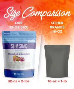 Slim Soak Bath Salt 32 Ounces Epsom Salt with Natural Grapefruit, Geranium and Orange Essential Oils Plus Vitamin C in BPA Free Pouch with Easy Press-Lock Seal 2 Pound (Pack of 1) 10 71gSX6ZF0uL