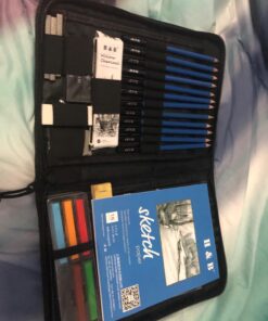 H & B 48 Professional Sketching Pencils and Drawing Kits, Including Sketching Pads, Graphite Pencils, Pencil Sharpener and Eraser, Artist's Art Supplies for Children 48 Piece Set 37 71gSqnPz2sL
