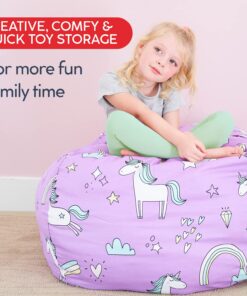 Creative QT Stuff ’n Sit Extra Large 38’’ Bean Bag Storage Cover for Stuffed Animals & Toys – Gray & White Stripe – Toddler & Kids’ Rooms Organizer – Giant Beanbag Great Plush Toy Hammock Alternative Grey/White Striped X-Large 26 71gT3MBSRLL