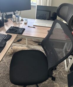 LANDOMIA Ergonomic Office Desk Chair - Mesh Office Chair with Flip up Arms & Adjustable Back Height - Comfortable Computer Task Chairs with Lumbar Support for Heavy People Black 43 71gT6BNGUCL