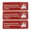 Excello Global Products Employees Must Wash Hands Before Returning to Work Sign: Easy to Mount Plastic Safety Informative Sign with Symbols Great for Business, 9"x3", Pack of 3 (Red) 9x3" Red 15 71gT6gPE8hL
