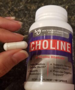 Premium Choline - 500 mg - 120 Veggie Capsules - by DOCTOR RECOMMENDED SUPPLEMENTS - Supports Cognitive Health, Memory & More 120 Count (Pack of 1) 13 71gUe3bwuoL