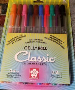 SAKURA Gelly Roll Gel Pens - Medium Point Ink Pen for Journaling, Art, or Drawing - Assorted Colored Ink - 10 Pack 10 Count (Pack of 1) 36 71gVYubvbvL
