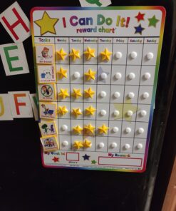 Fun Behavior Reward Chart for Kids – I Can Do It! Chore Chart for Kids with 3D Stars & Tiles – Good-Behavior Chart for Kids at Home or School for Focus, Responsibility, & More by Kenson Kids, 66 Pcs. 27 71gVaUT8RsL 2