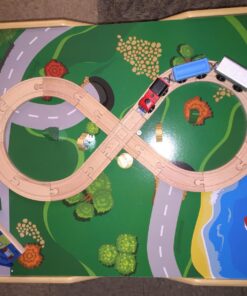 KidKraft 2-in-1 Reversible Top Activity Table with 200 Building Bricks and 30-Piece Wooden Train Set, Natural, Gift for Ages 3+ 63 71gXlx9bJ1L