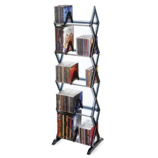 Atlantic Mitsu 5-Tier Portable Media Storage Rack – Protects & Organizes Prized Music, Movie & Video Games Collections, PN 64835195 in Smoke Media Rack